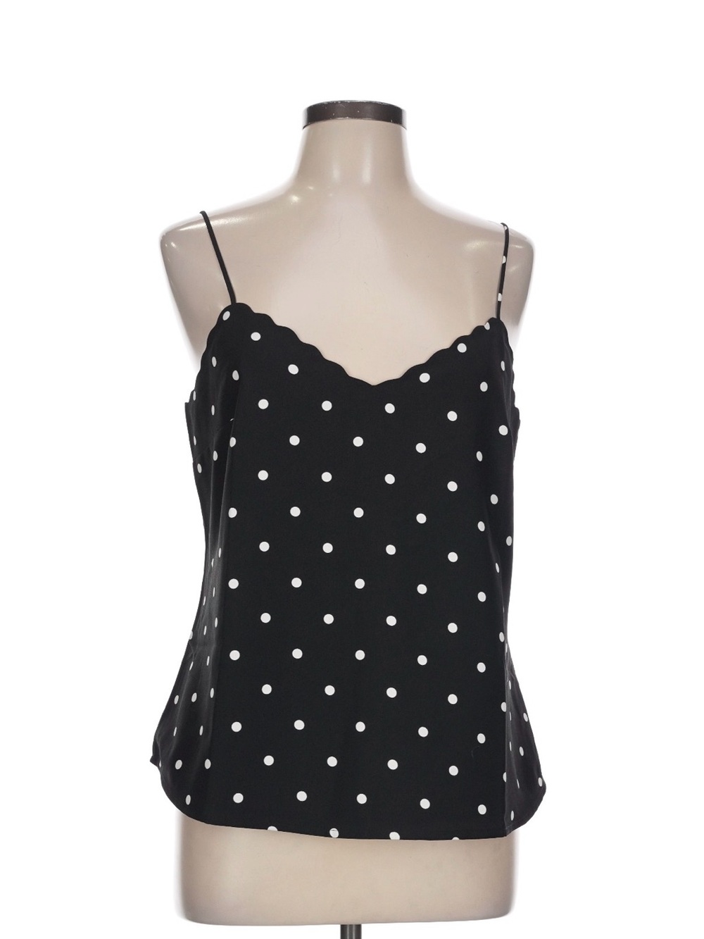 J. Crew Black & White Polka Dot Scalloped Cami